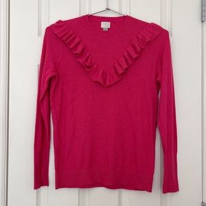 Long sleeve Ruffle detail Pink Spring Sweater